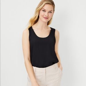 Ann Taylor Mixed Jersey Tank, Size Small Petite, Black